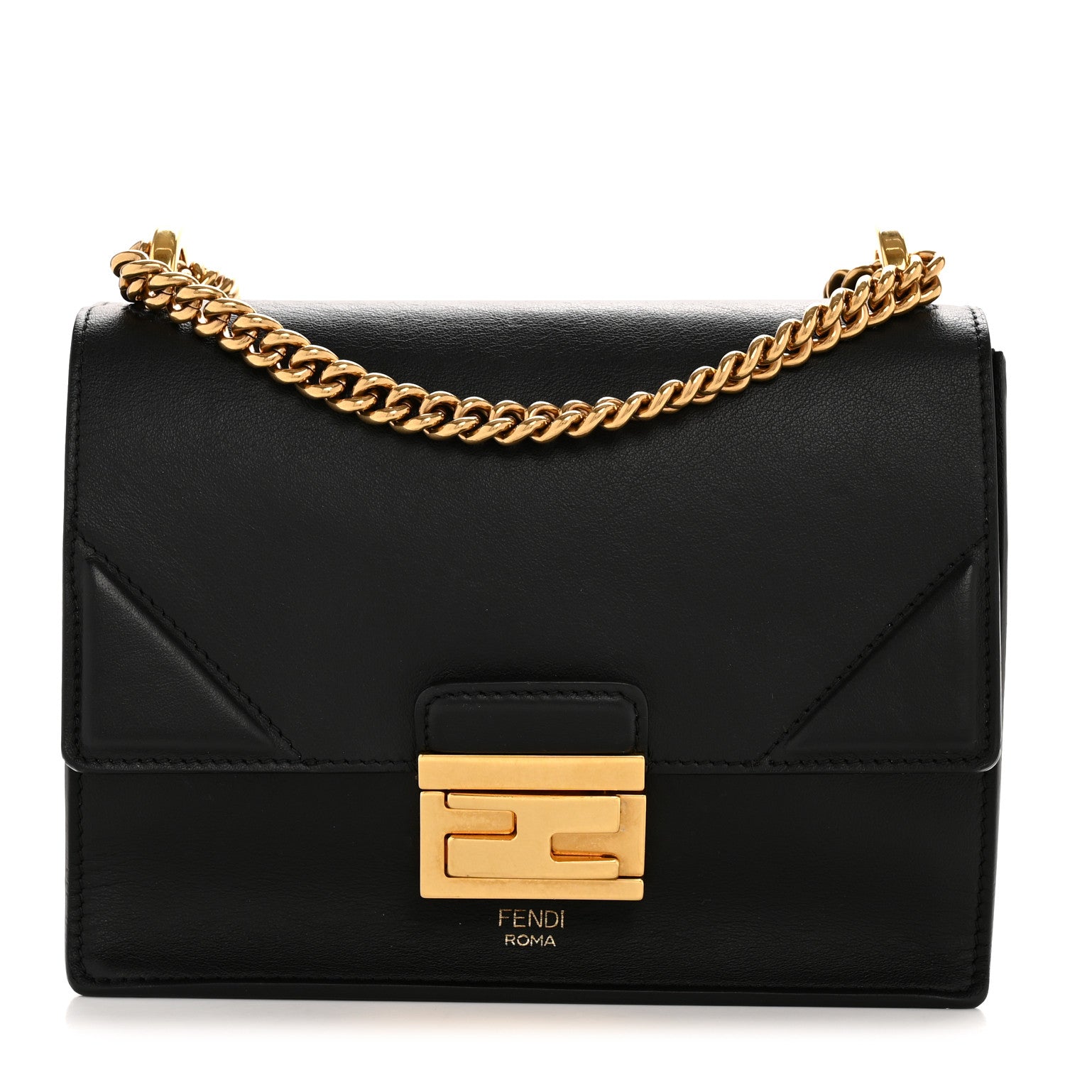 Fendi Vitello Grace Matte Small Kan U Shoulder Bag Black 1 of 27