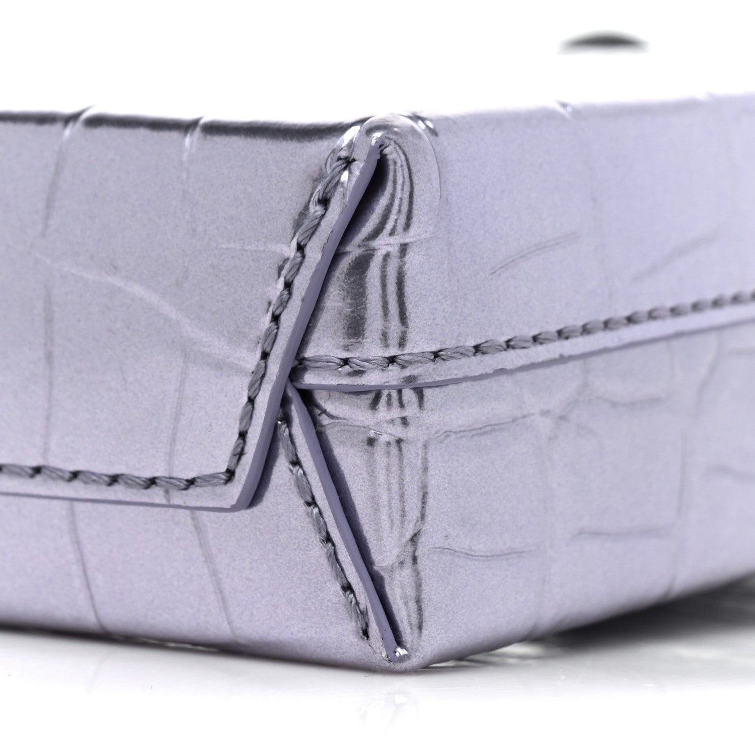 Balenciaga Calfskin Crocodile Embossed Logo Shopping Phone Holder Bag Lilac Black 7 of 7