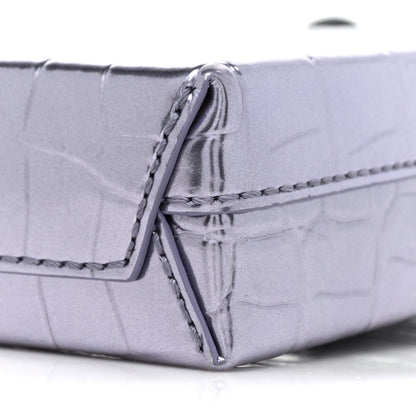 Balenciaga Calfskin Crocodile Embossed Logo Shopping Phone Holder Bag Lilac Black 7 of 7