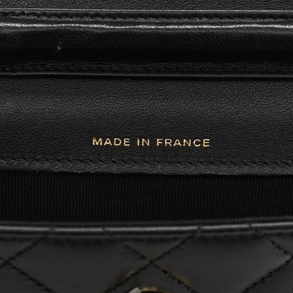 Chanel Lambskin Quilted Mini Coco Bow Clutch With Chain Black 7 of 13
