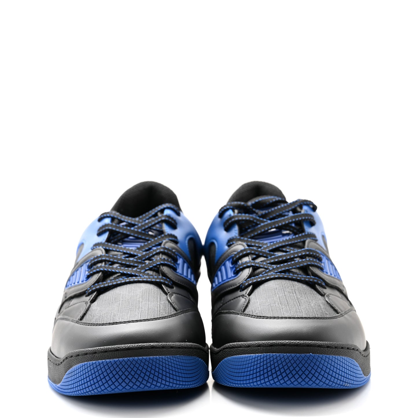 GG Supreme Monogram Demetra Mens Basket Low Top Sneakers 11.5 Blue Black
