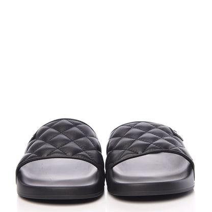 Chanel Lambskin Quilted CC Mules Sandals 37 Black 2 of 9