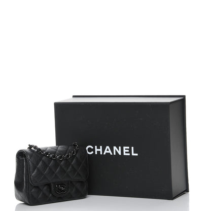 Chanel Crumpled Calfskin Quilted Mini Square Flap So Black 8 of 8