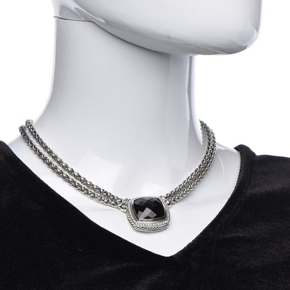 David Yurman Sterling Silver Diamond Black Onyx 19mm Albion Double Wheat Chain Necklace 2 of 15
