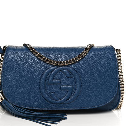 Gucci Pebbled Calfskin Medium Soho Flap Crossbody Caspian 9 of 11