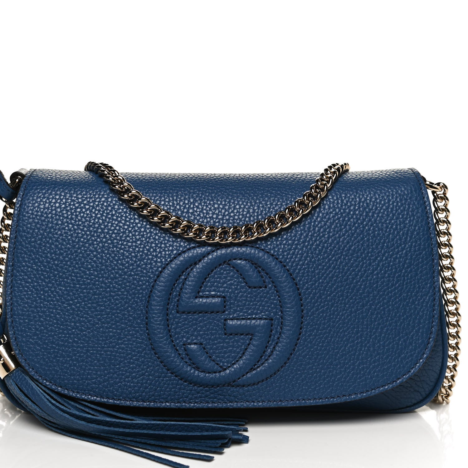 Gucci Pebbled Calfskin Medium Soho Flap Crossbody Caspian 9 of 11