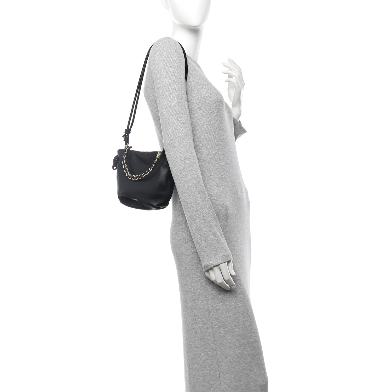 Loewe Mellow Nappa Donut Chain Mini Flamenco Knot Clutch Black 2 of 10