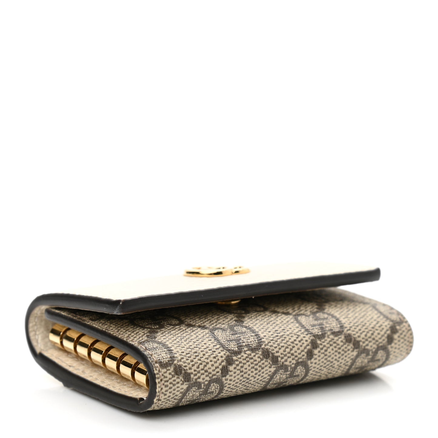 Dollar Calfskin GG Supreme Monogram GG Marmont 6 Key Holder Case Mystic White Beige Ebony