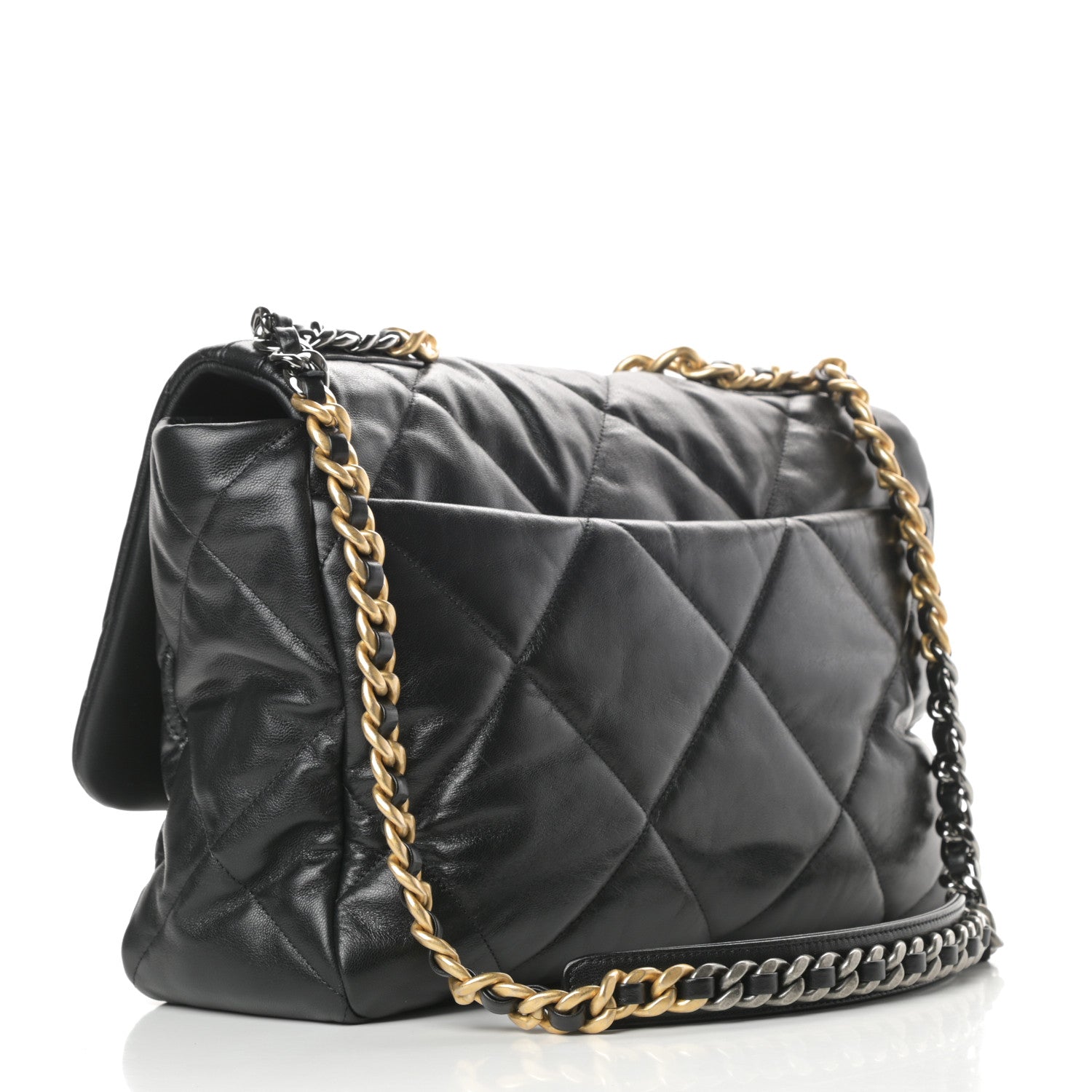Chanel Goatskin Quilted Maxi Chanel 19 Flap Black 3 of 12