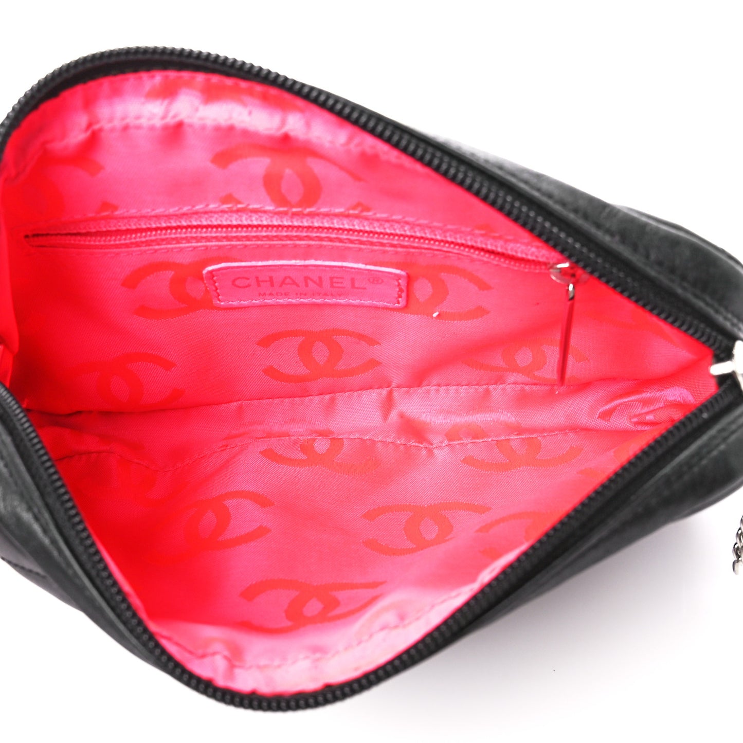 Calfskin Quilted Cambon Pochette Black White