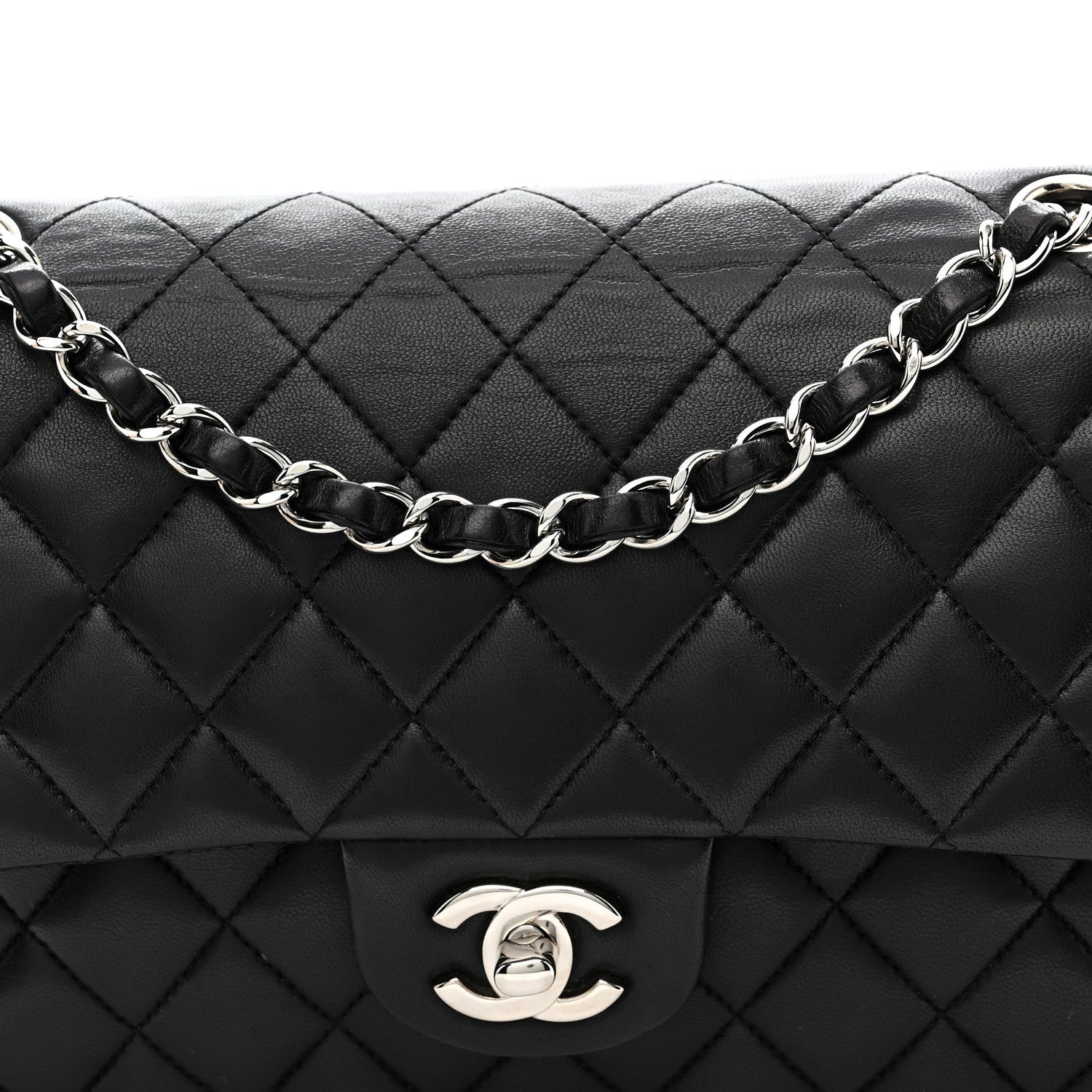 Chanel Lambskin Quilted Medium Double Flap Black 8 of 13