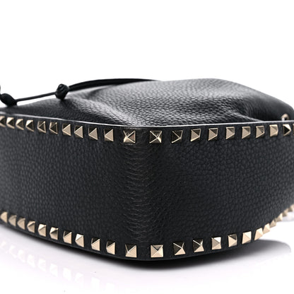 Valentino Garavani Grained Calfskin Rockstud Bucket Bag Black 8 of 15