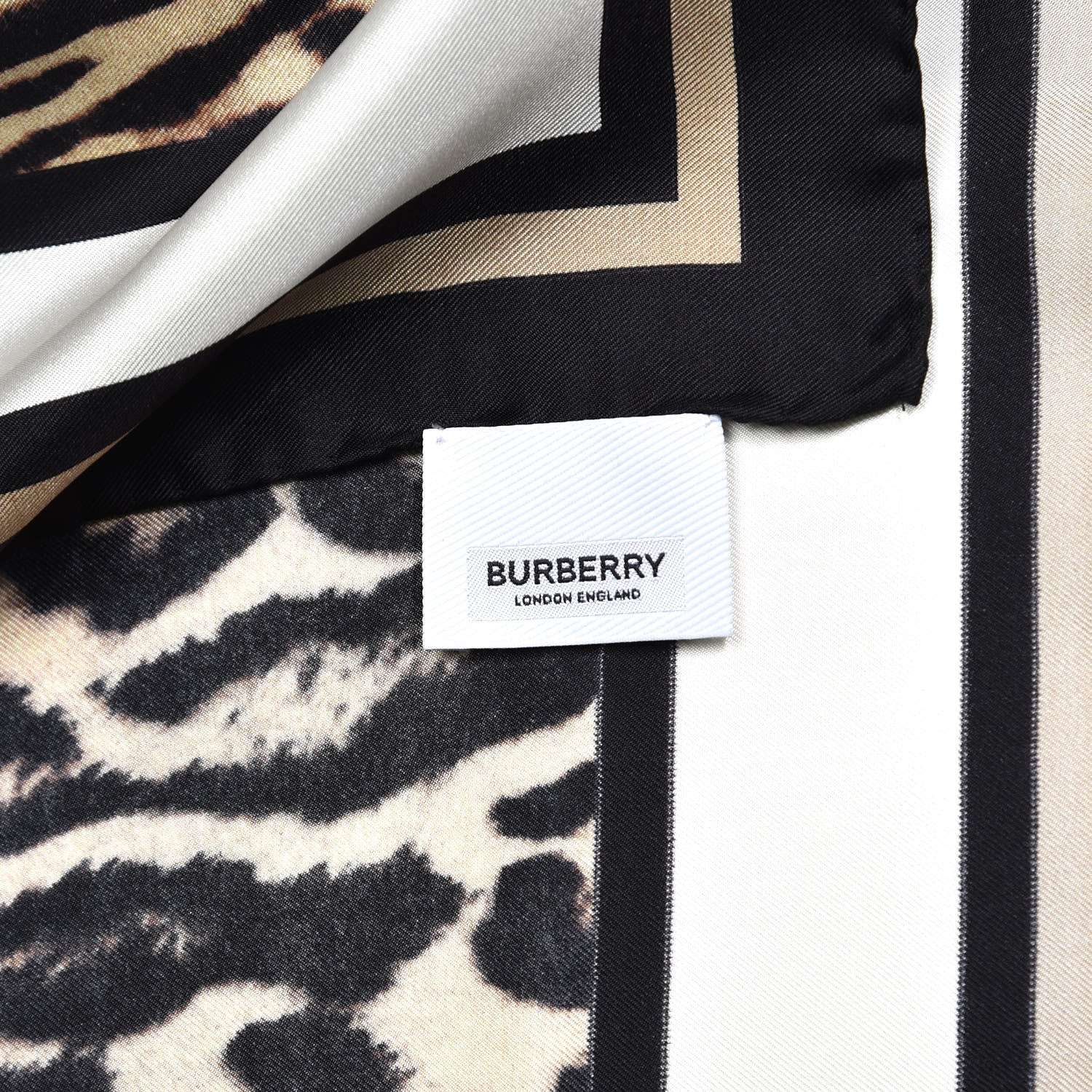 Burberry Silk Vintage Check Animal Print Scarf Archive Beige 5 of 5