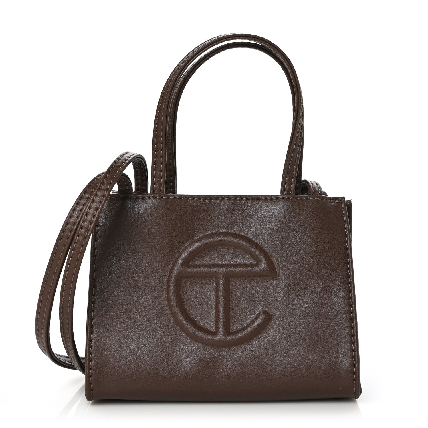 TELFAR Vegan Leather Small Shopping Bag Chocolate FASHIONPHILE