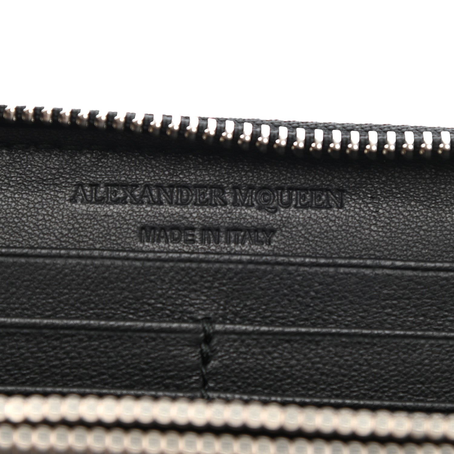 Alexander McQueen Calfskin Lizard Embossed Skull Continental Zip Wallet Black 6 of 7