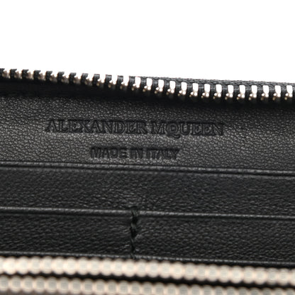 Alexander McQueen Calfskin Lizard Embossed Skull Continental Zip Wallet Black 6 of 7