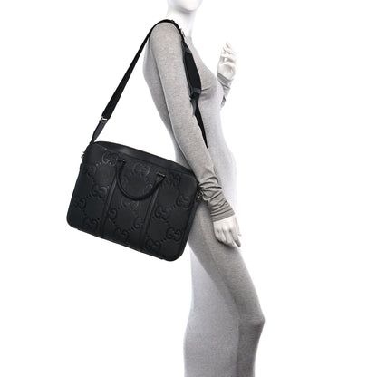 Gucci Piuma Calfskin Jumbo GG Embossed Briefcase Black 2 of 10