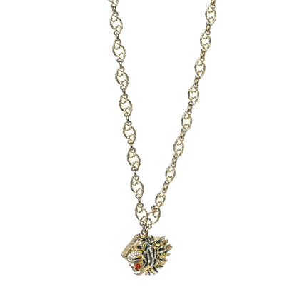 Gucci Metal Enamel Roaring Tiger Pendant Necklace Gold 1 of 5