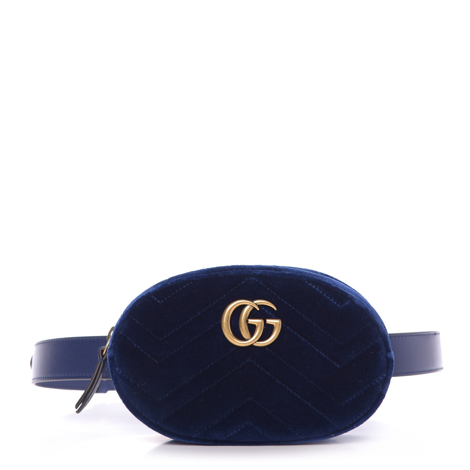Gucci Velvet Matelasse GG Marmont Belt Bag 85 34 Cobalt Blue 1 of 9