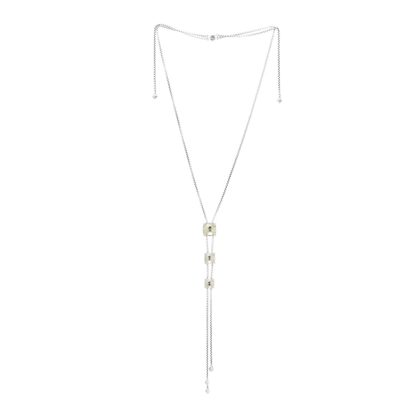 Sterling Silver Diamond Prasiolite Chatelaine Y Necklace