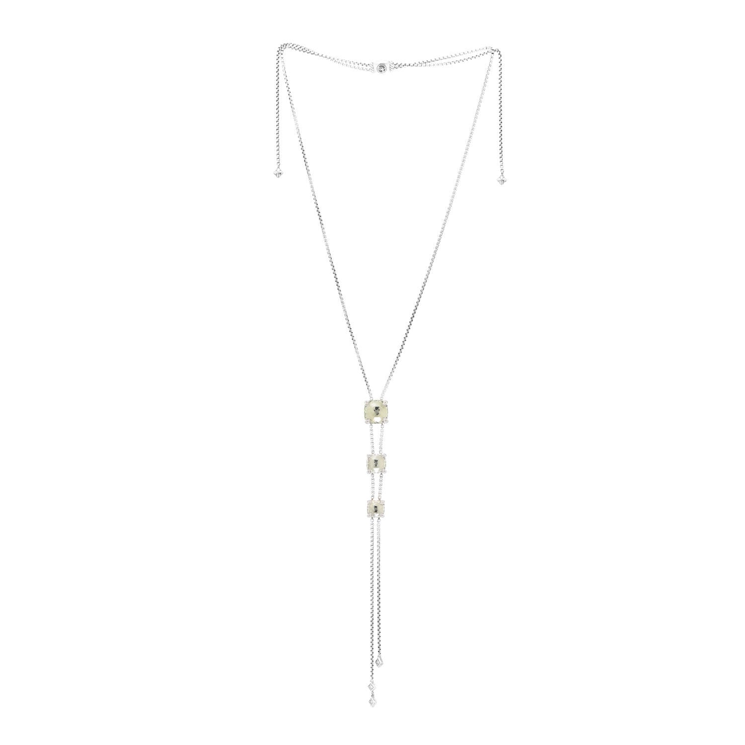 David Yurman Sterling Silver Diamond Prasiolite Chatelaine Y Necklace 3 of 7