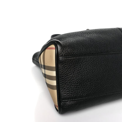 Burberry Grainy Calfskin House Check Horn Toggle Tote Black 8 of 9