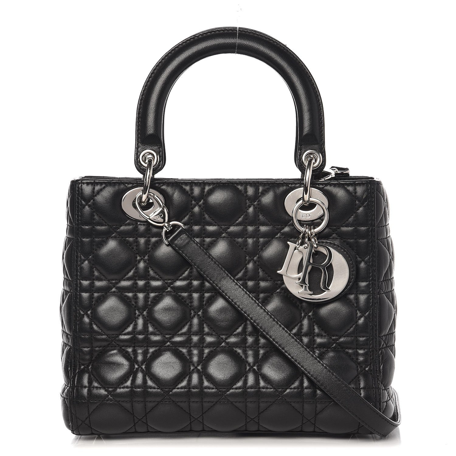 Christian Dior Lambskin Cannage Medium Lady Dior Black 1 of 9