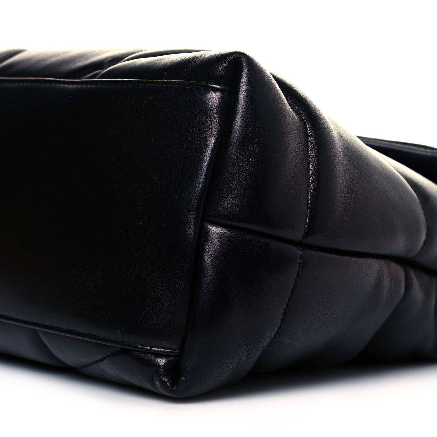Saint Laurent Lambskin Quilted Medium Loulou Puffer Monogram Chain Satchel Black 9 of 10