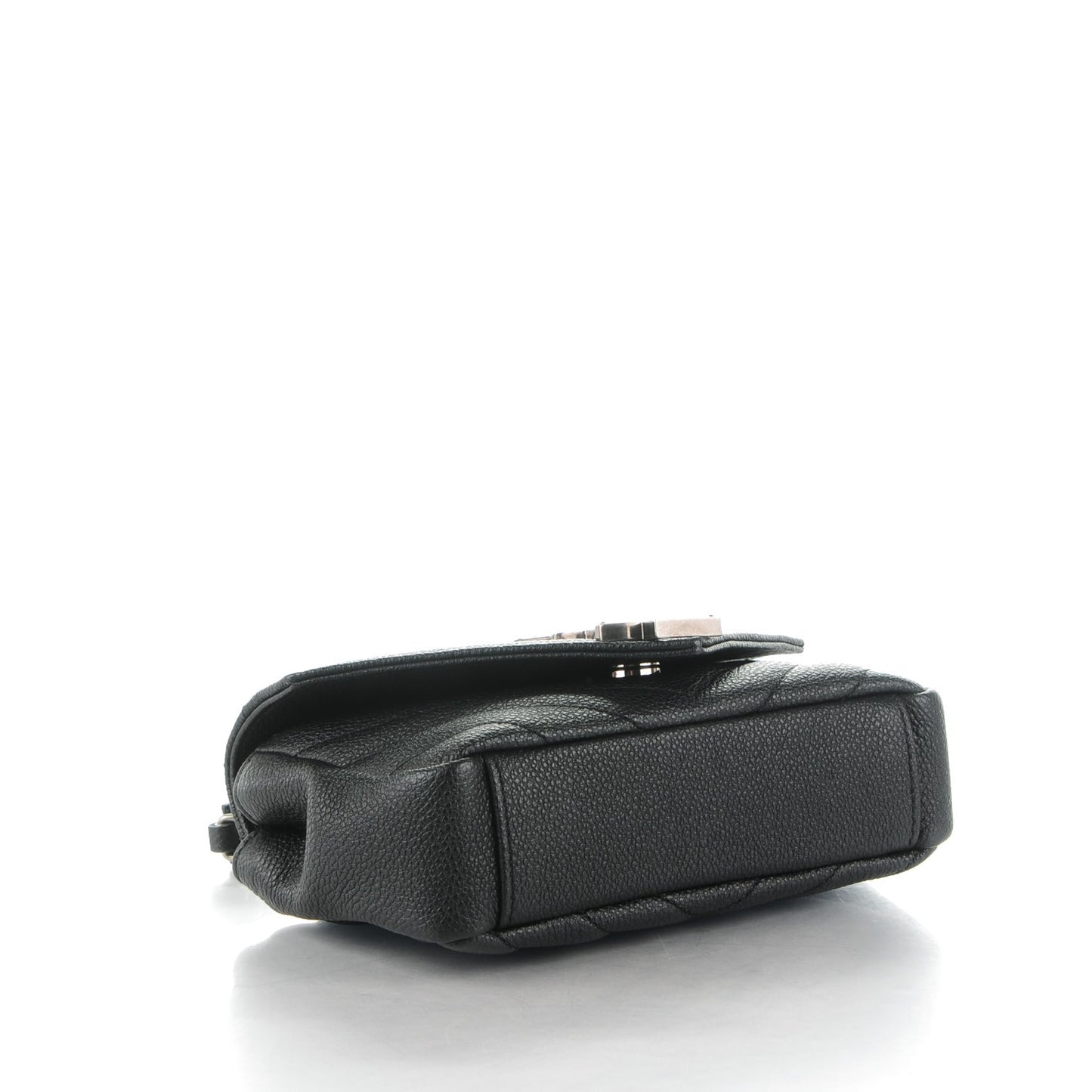 Grained Calfskin Matelasse Chevron Monogram Classic Baby Chain Bag Black