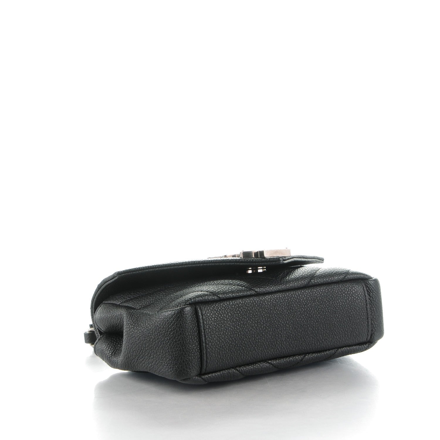 Saint Laurent Grained Calfskin Matelasse Chevron Monogram Classic Baby Chain Bag Black 4 of 7
