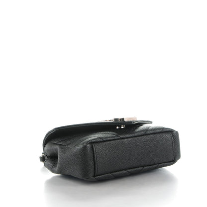 Saint Laurent Grained Calfskin Matelasse Chevron Monogram Classic Baby Chain Bag Black 4 of 7