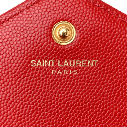 Saint Laurent Grain De Poudre Matelasse Chevron Monogram Chain Wallet Red 6 of 14