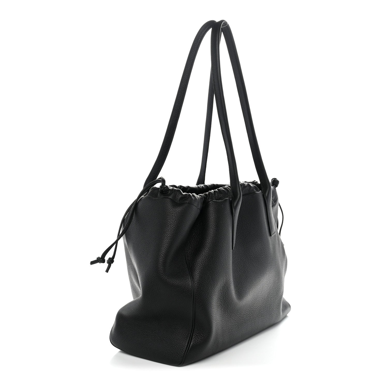 Celine Calfskin Cuir Triomphe Cabas Drawstring Black 3 of 10
