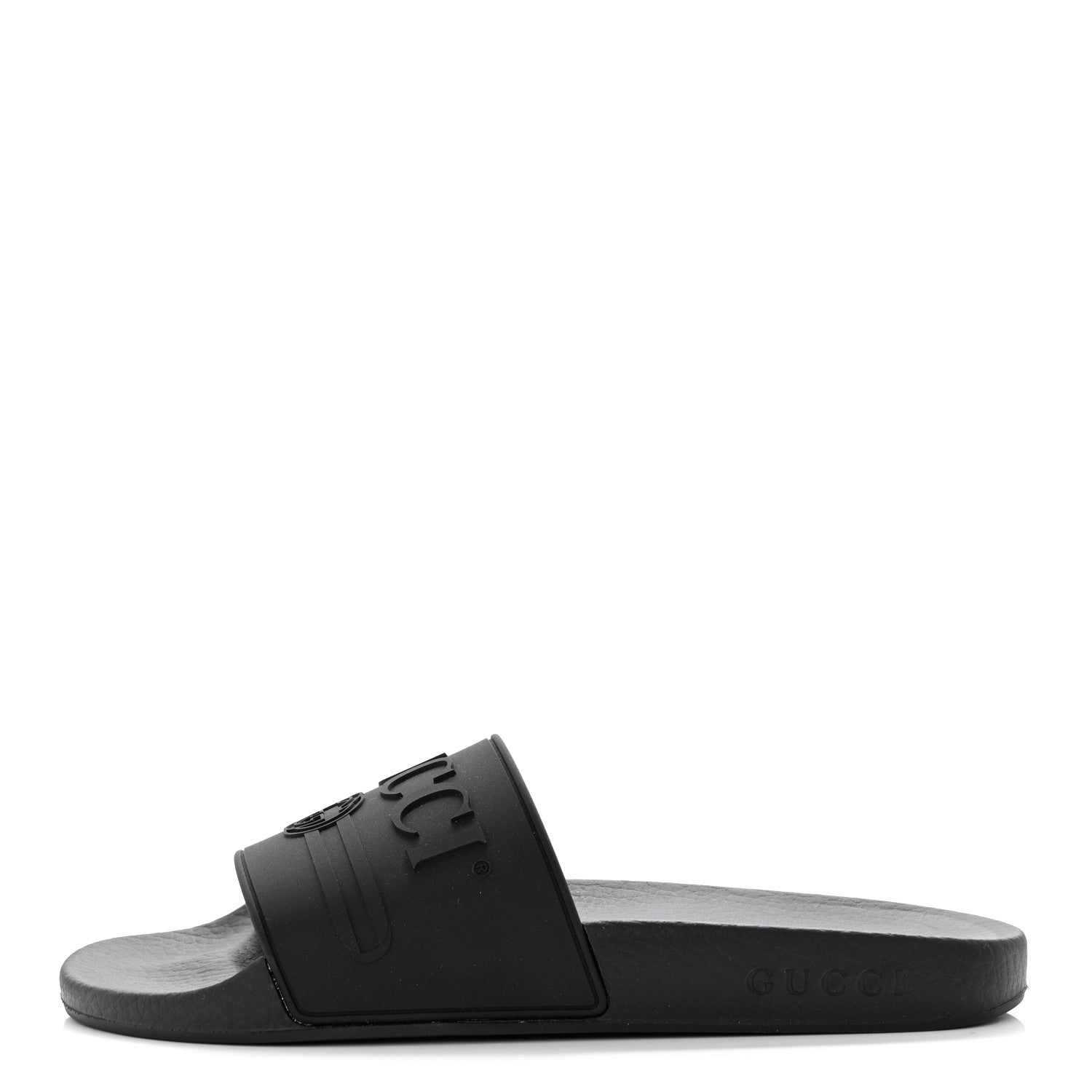 Gucci Rubber Womens Logo Slide Sandals 38 Black 1 of 8