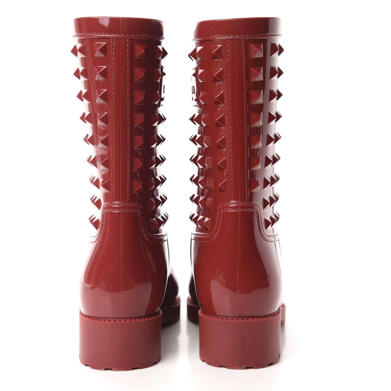 Valentino Garavani Rubber Rockstud Short Rainboots 38 Red 5 of 10