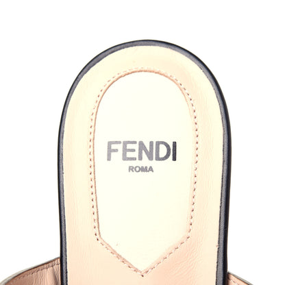 Fendi Vitello FF Embossed Buckle Flat Mules 37.5 Maya Black 8 of 10