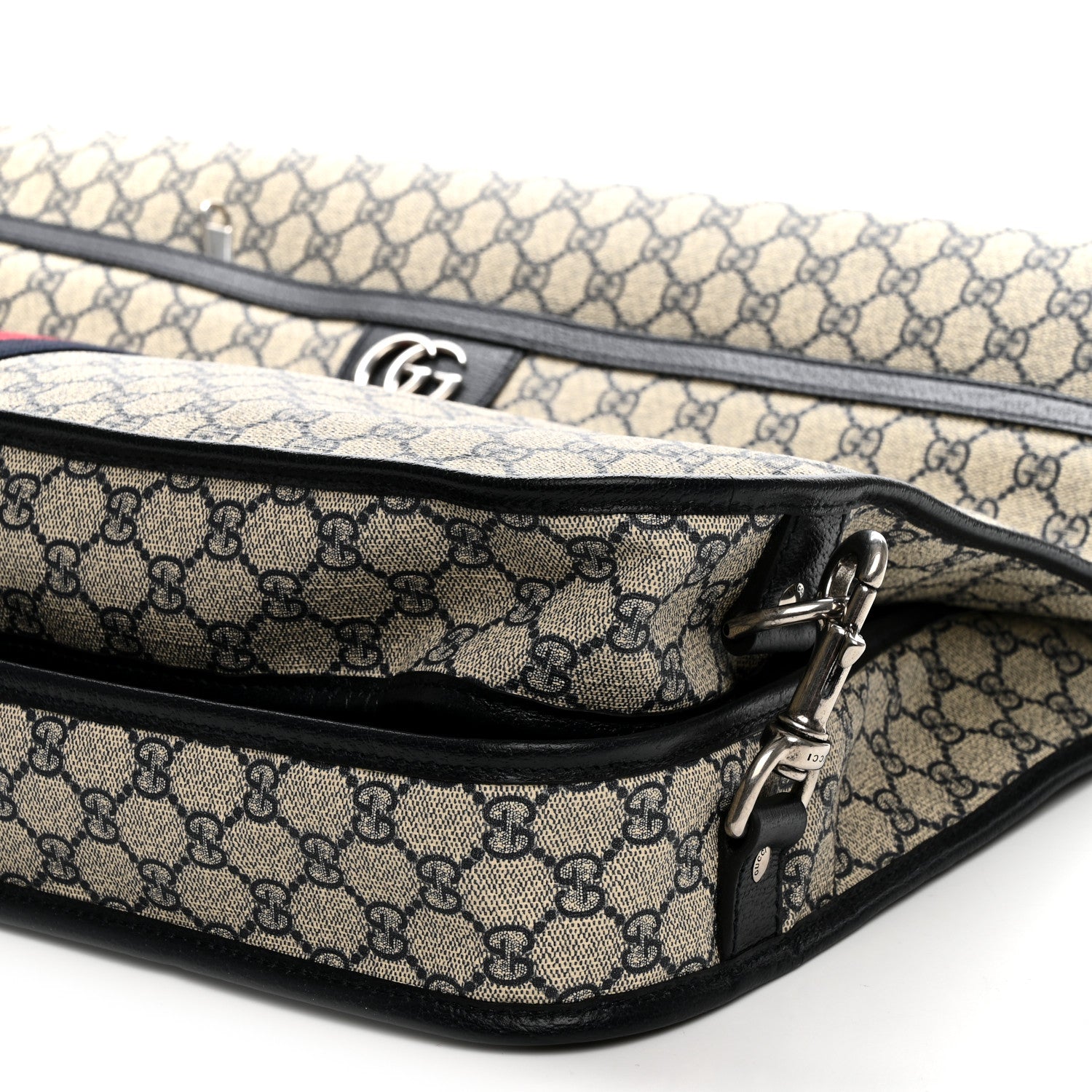 Gucci GG Supreme Monogram Web Savoy Garment Bag Beige Blue 10 of 10