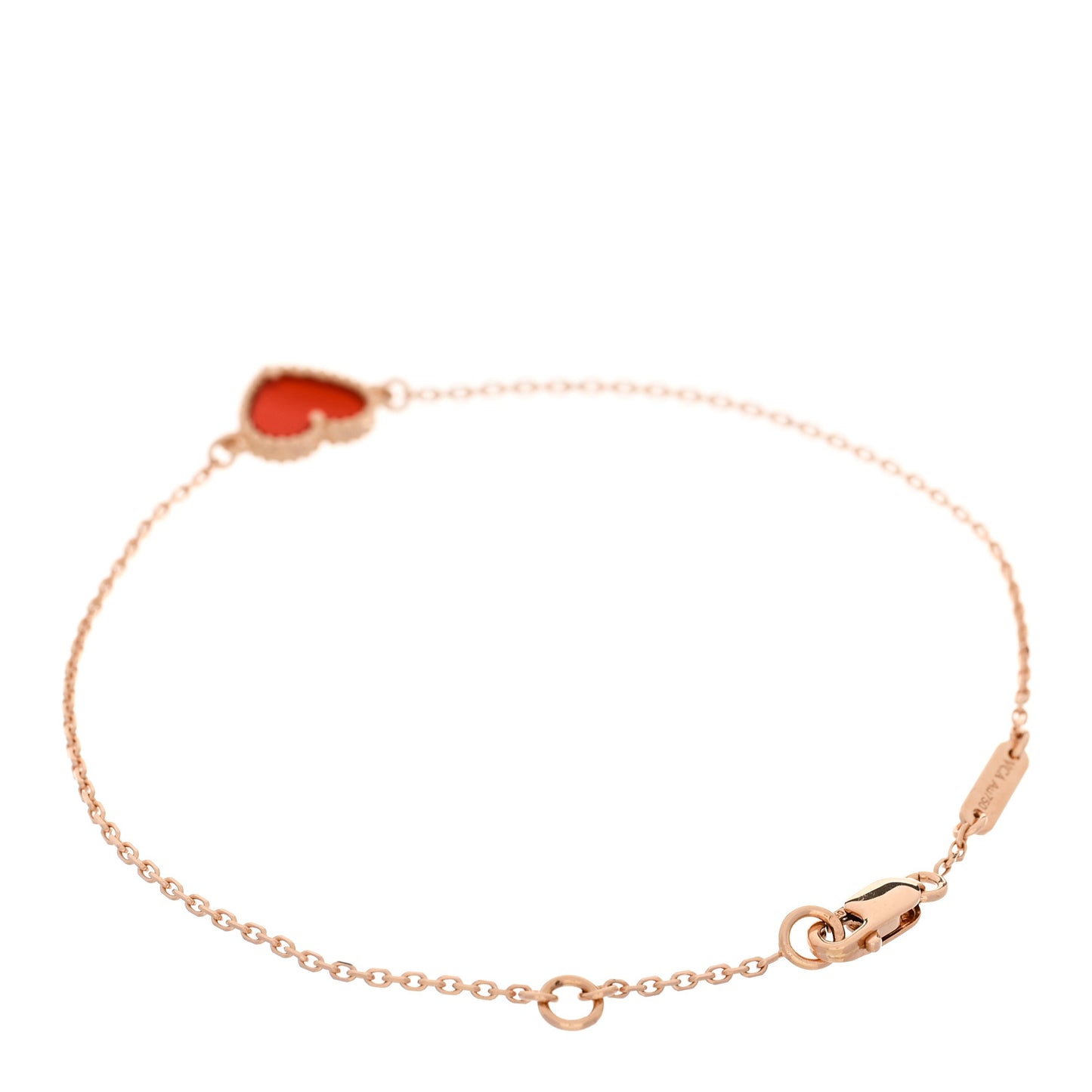 18K Rose Gold Carnelian Sweet Alhambra Heart Bracelet