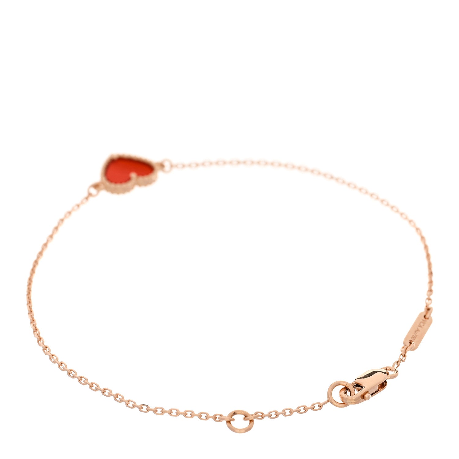 Van Cleef & Arpels 18K Rose Gold Carnelian Sweet Alhambra Heart Bracelet 2 of 4