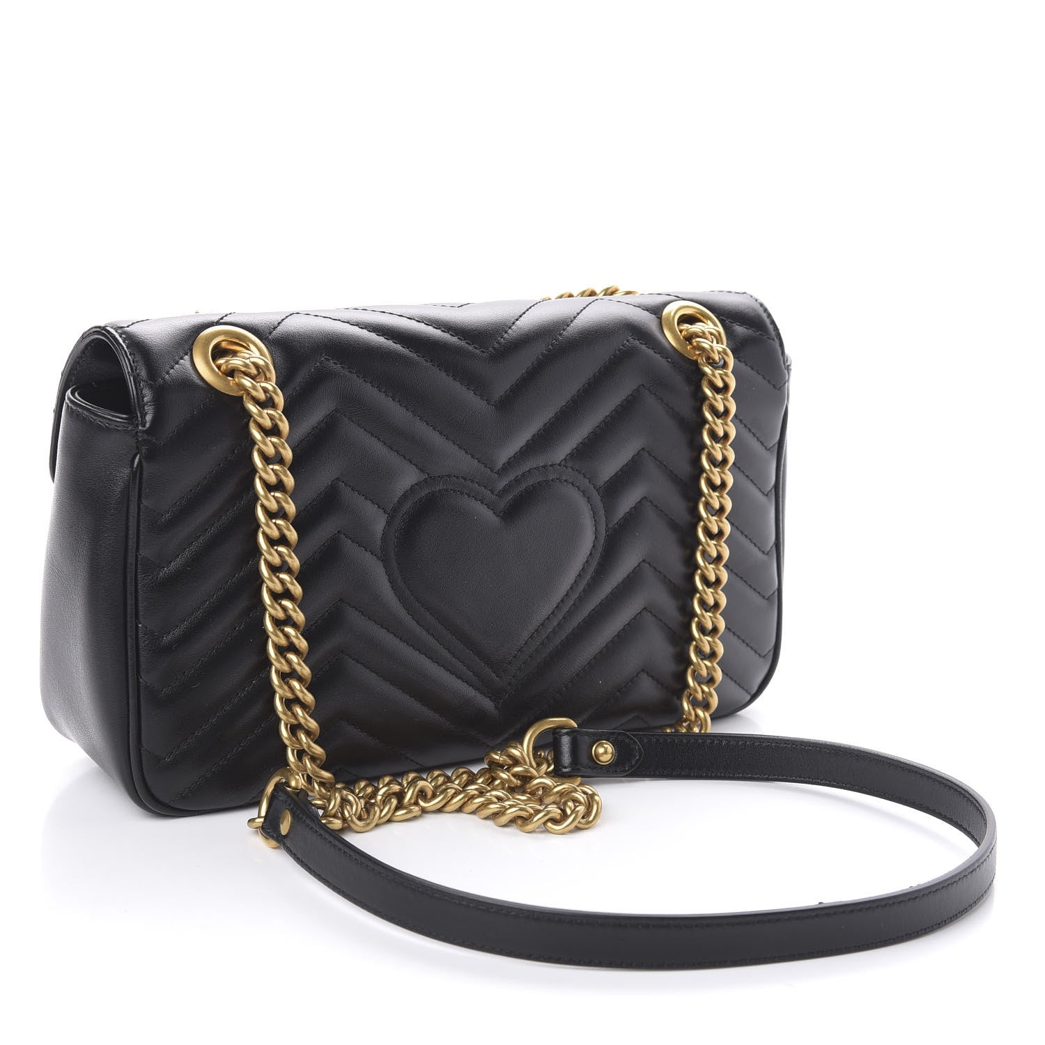 Gucci Calfskin Matelasse Small GG Marmont Shoulder Bag Black 3 of 10
