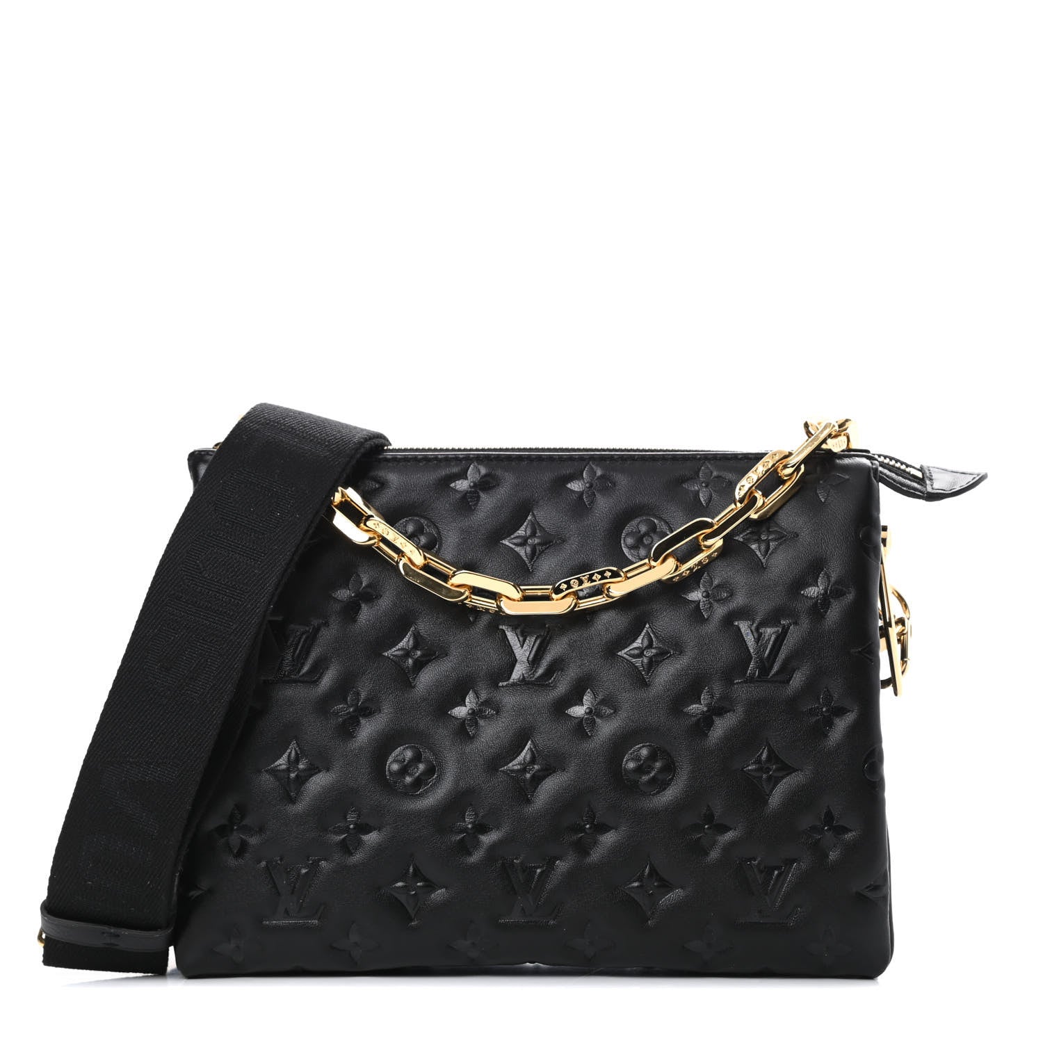 Louis Vuitton Lambskin Embossed Monogram Coussin PM Black 1 of 13