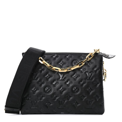 Louis Vuitton Lambskin Embossed Monogram Coussin PM Black 1 of 13