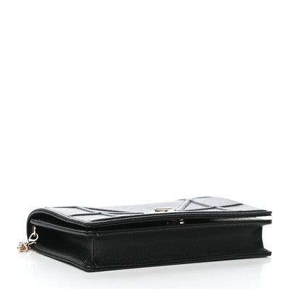 Christian Dior Grained Calfskin Diorama Wallet on Chain Pouch Black 4 of 12