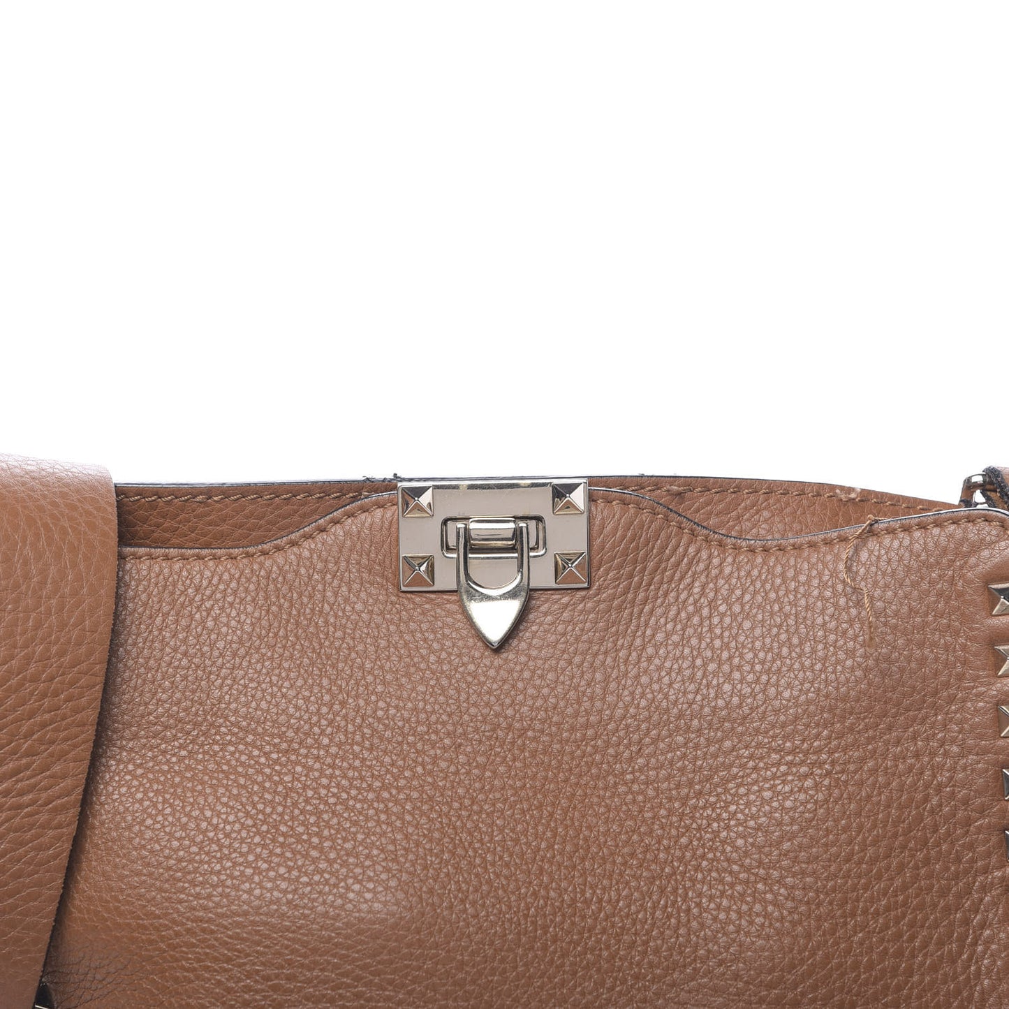 Pebbled Calfskin Small Rockstud Flip-Lock Messenger Bag Light Cuir