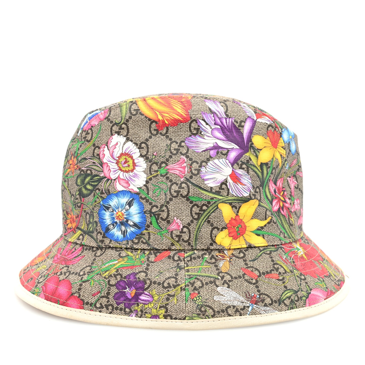 GG Supreme Monogram Flora Bucket Hat S White