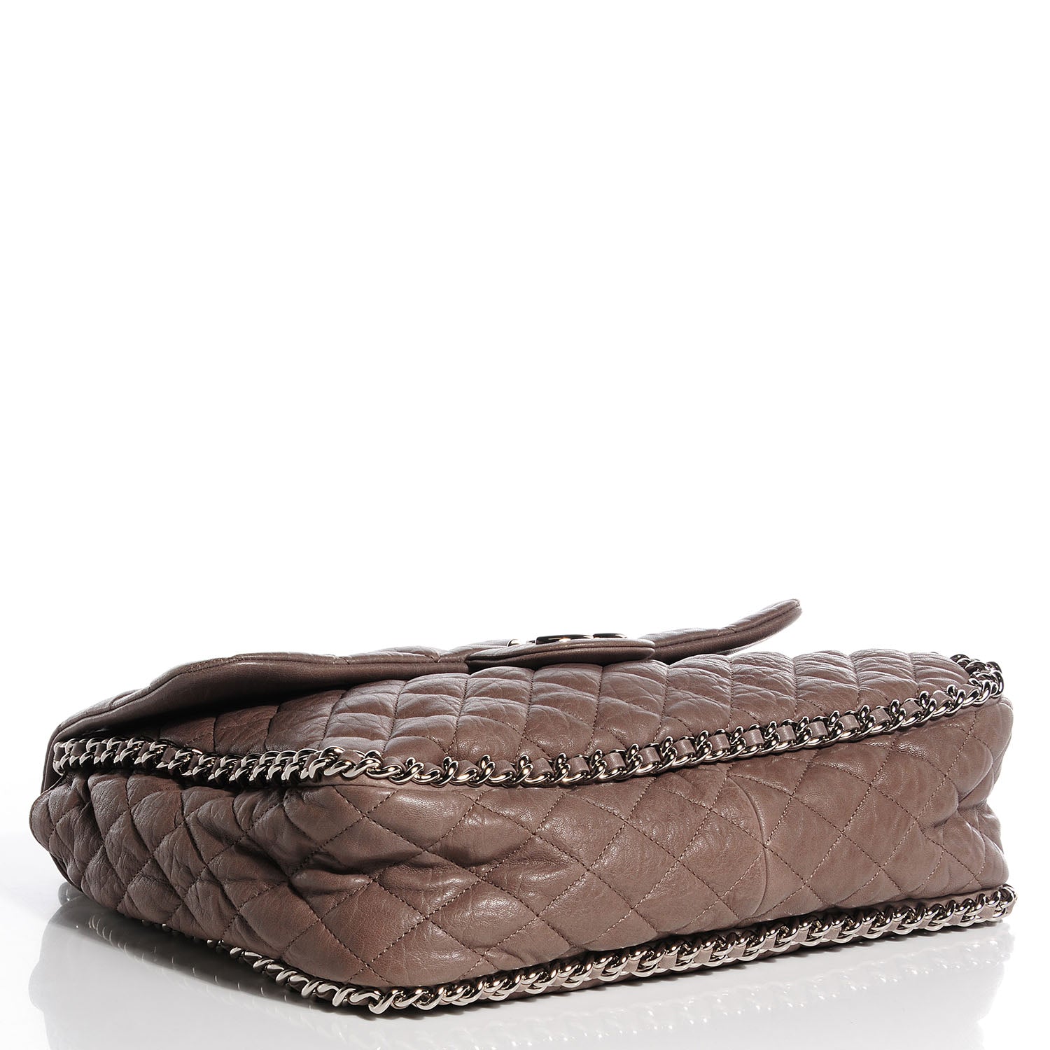 Chanel Washed Lambskin Chain Around Maxi Flap Taupe 4 of 7