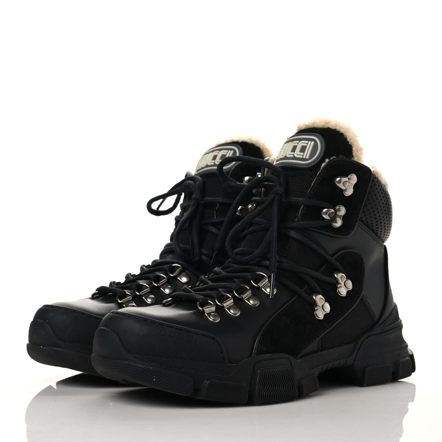 Gucci X SEGA Suede Shearling Calfskin GG Monogram Womens Flashtrek High-Top Sneakers 40 Black 3 of 9
