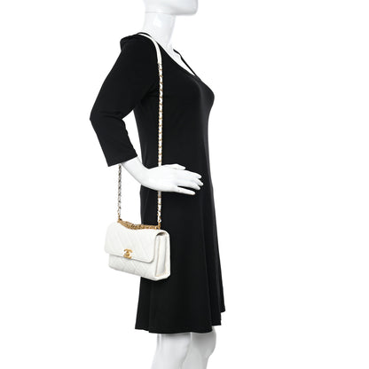 Chanel Lambskin Quilted Small CC Crystal Logo Chain Flap White 2 of 13