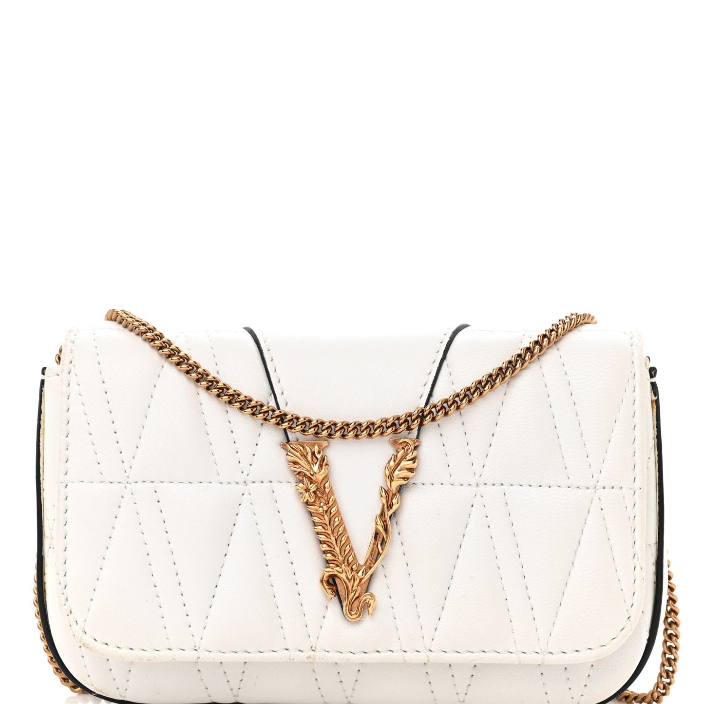 Nappa Quilted Virtus Evening Bag White