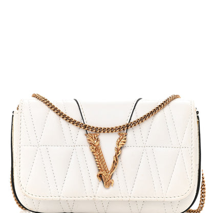 Versace Nappa Quilted Virtus Evening Bag White 10 of 16